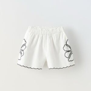Zara girls embroidered poplin shorts